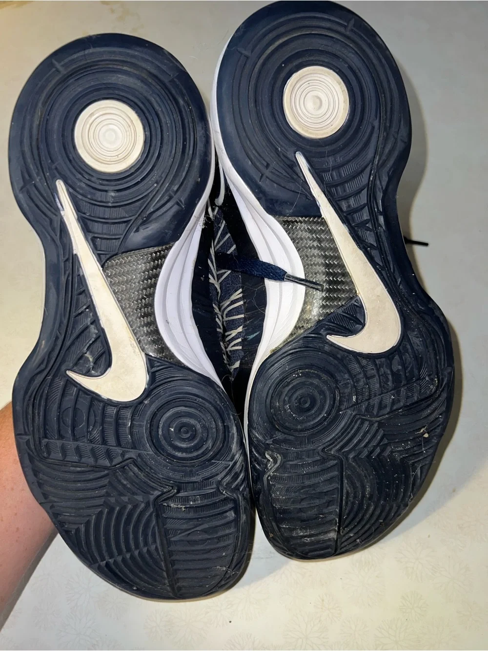 Nike Navy Blue High-Top Basketball Shoes with White Swoosh